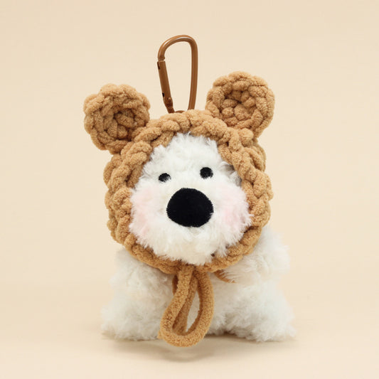 Handmade Cute Westie Dog Plush Keychain – Fluffy Bag Charm