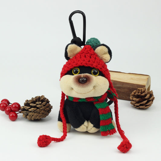 Christmas Bee Dog Plush Keychain – Cute Puppy Holiday Bag Charm