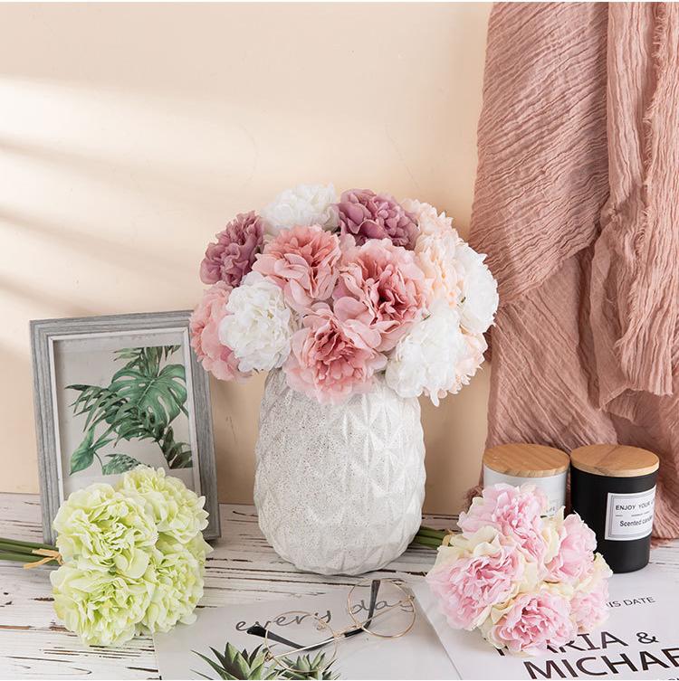 Artificial “Heavenly Fragrance” Hydrangea Peony Bouquet – Handmade Silk Flowers