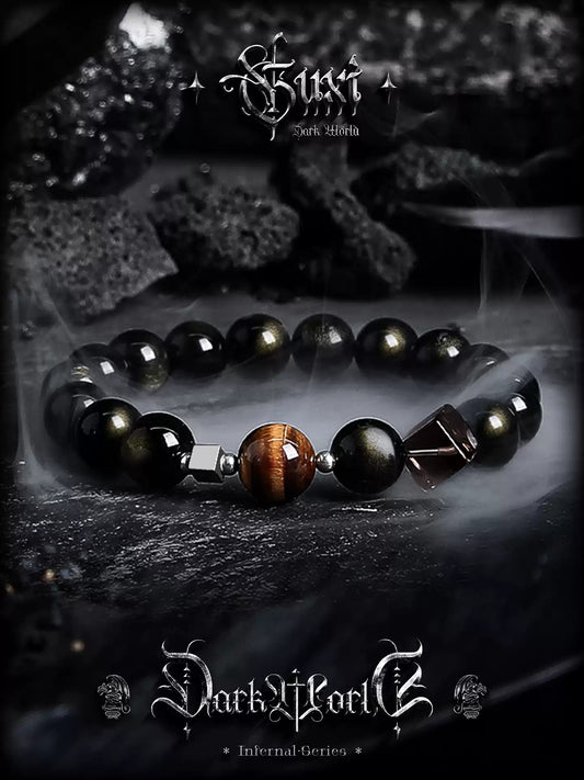 GUXI 【ZHAO】 Golden Obsidian Bracelet for Men Minimal Power · Premium Presence