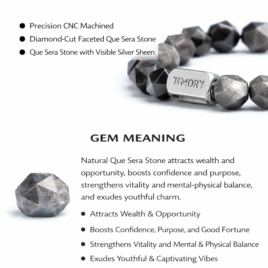 TIMORY Time Capsule Series Silver Sheen Obsidian Bracelet for Men