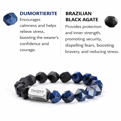 TIMORY Faceted Dumortierite & Black Agate Bracelet