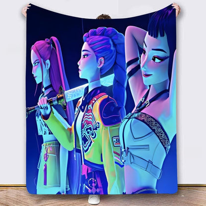 K-POP Demon Hunt Girl Group Flannel Blanket – Soft Anime Fleece Throw