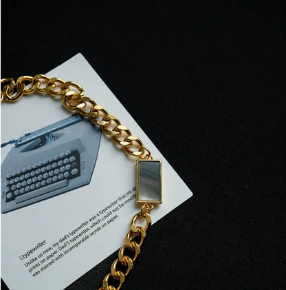 1sman Series – Original Rectangular Mother-of-Pearl Cuban Chain Bracelet