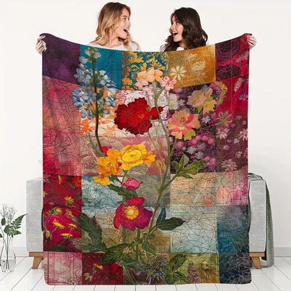 Double-Sided Printed Flannel Blanket – Cozy Floral Fleece Throw for Warmth & Home Décor