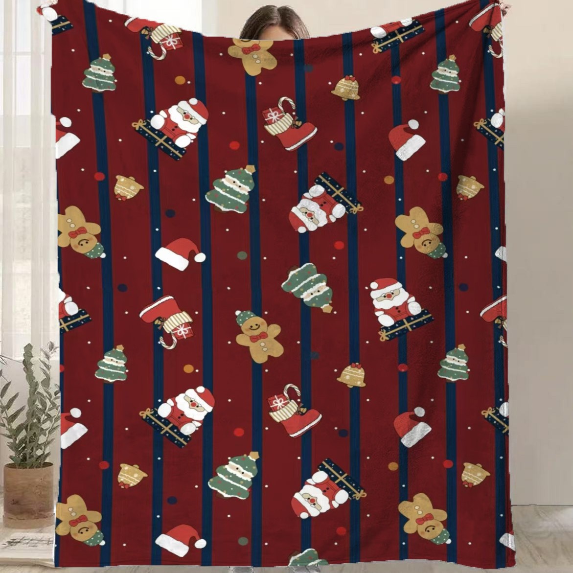 Christmas Flannel Blanket – Warm, Thickened Holiday Throw for Cozy Winter Décor