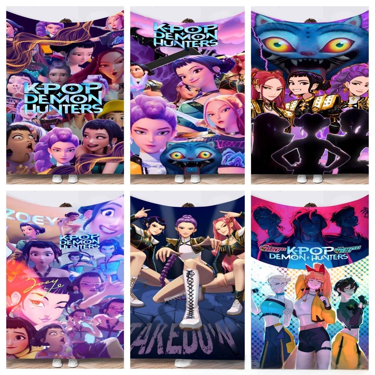 K-POP Demon Hunt Girl Group Flannel Blanket – Soft Anime Fleece Throw