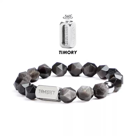 TIMORY Time Capsule Series Silver Sheen Obsidian Bracelet for Men