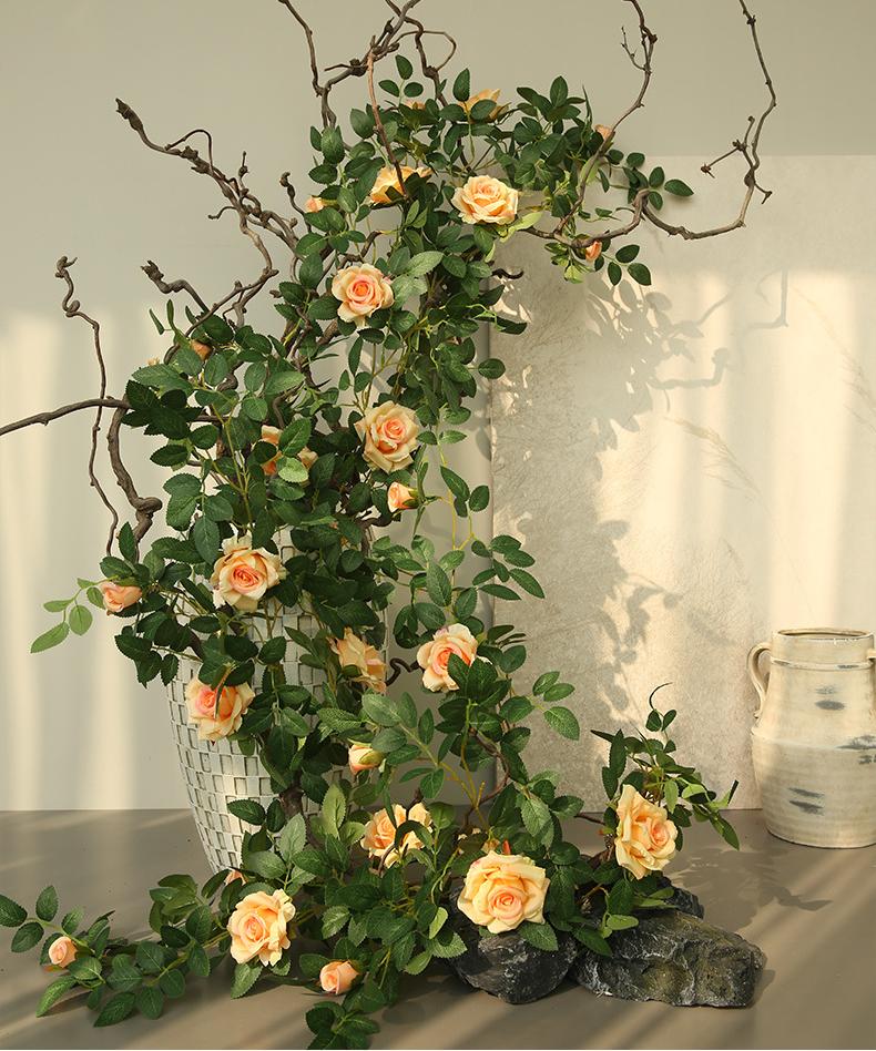 Artificial Climbing Rose Vine – Handmade Silk Flower Wall Hanging