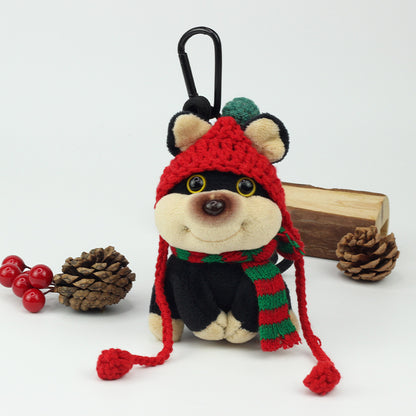 Christmas Bee Dog Plush Keychain – Cute Puppy Holiday Bag Charm