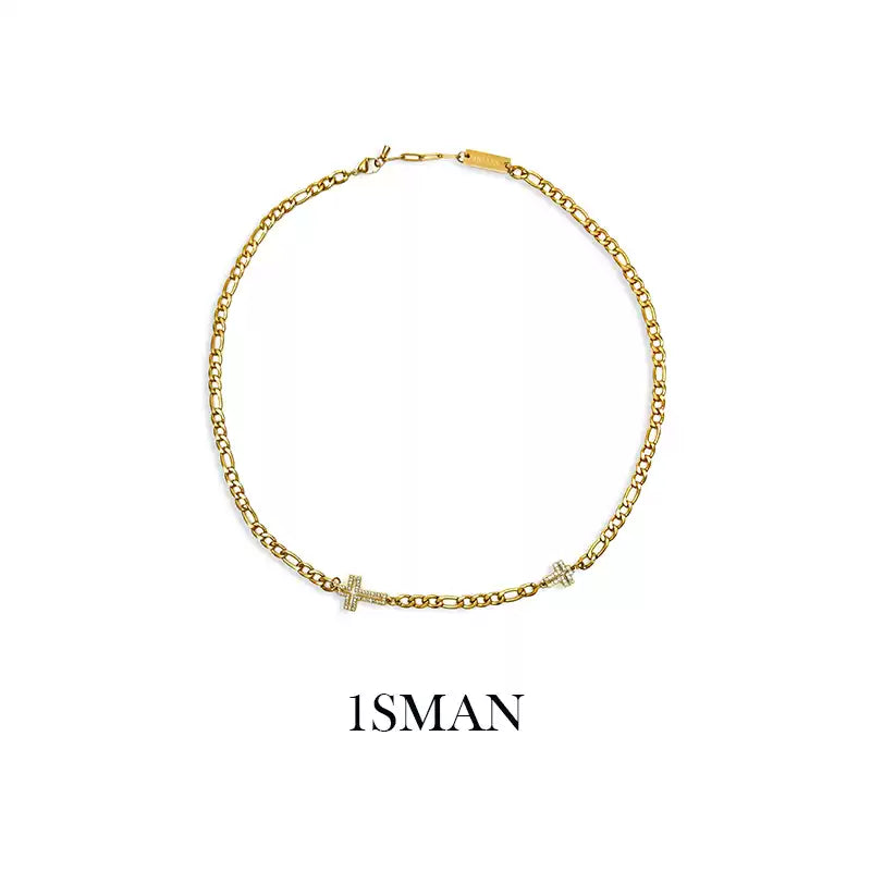 1sman Series – Original Double Cross Gold Pendant Necklace