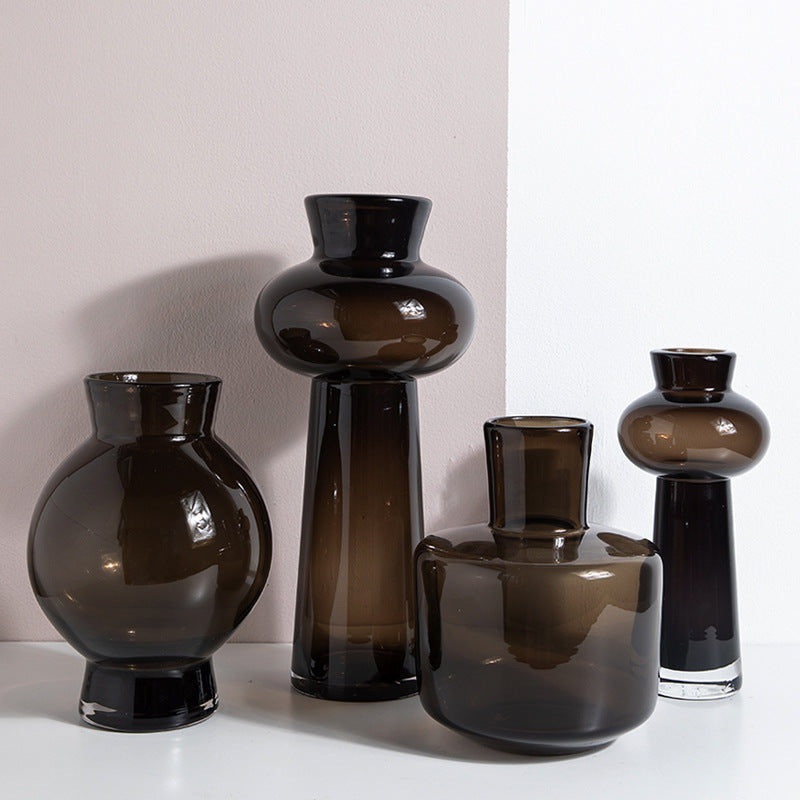 Heavy Brown Glass Vase – Italian Minimalist Art Design