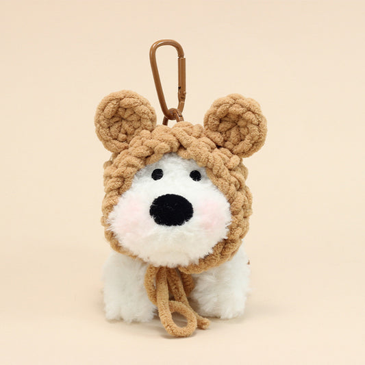 Handmade Cute Westie Dog Plush Keychain – Fluffy Bag Charm