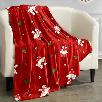 Christmas Snowflake & Santa Flannel Blanket – Cozy All-Season Decorative Throw