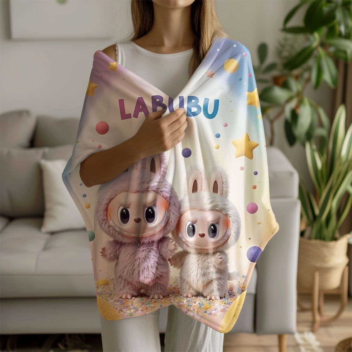 LabuBoo Flannel Blanket – All-Season Cartoon Tapestry Throw