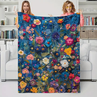 Double-Sided Printed Flannel Blanket – Cozy Floral Fleece Throw for Warmth & Home Décor
