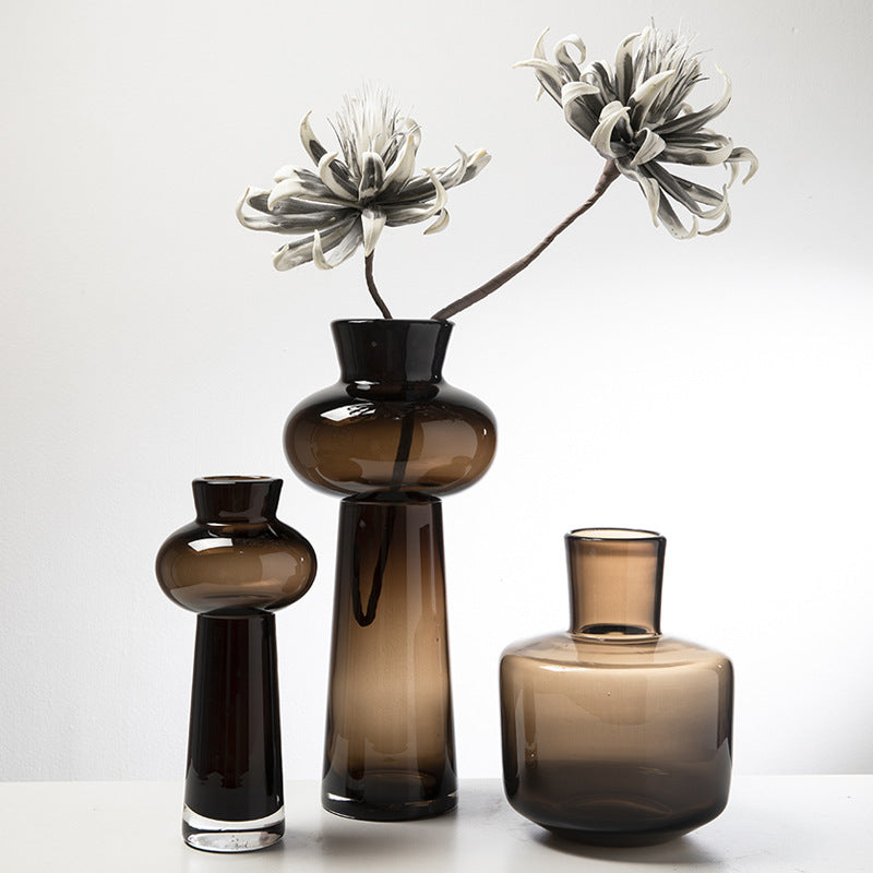 Heavy Brown Glass Vase – Italian Minimalist Art Design