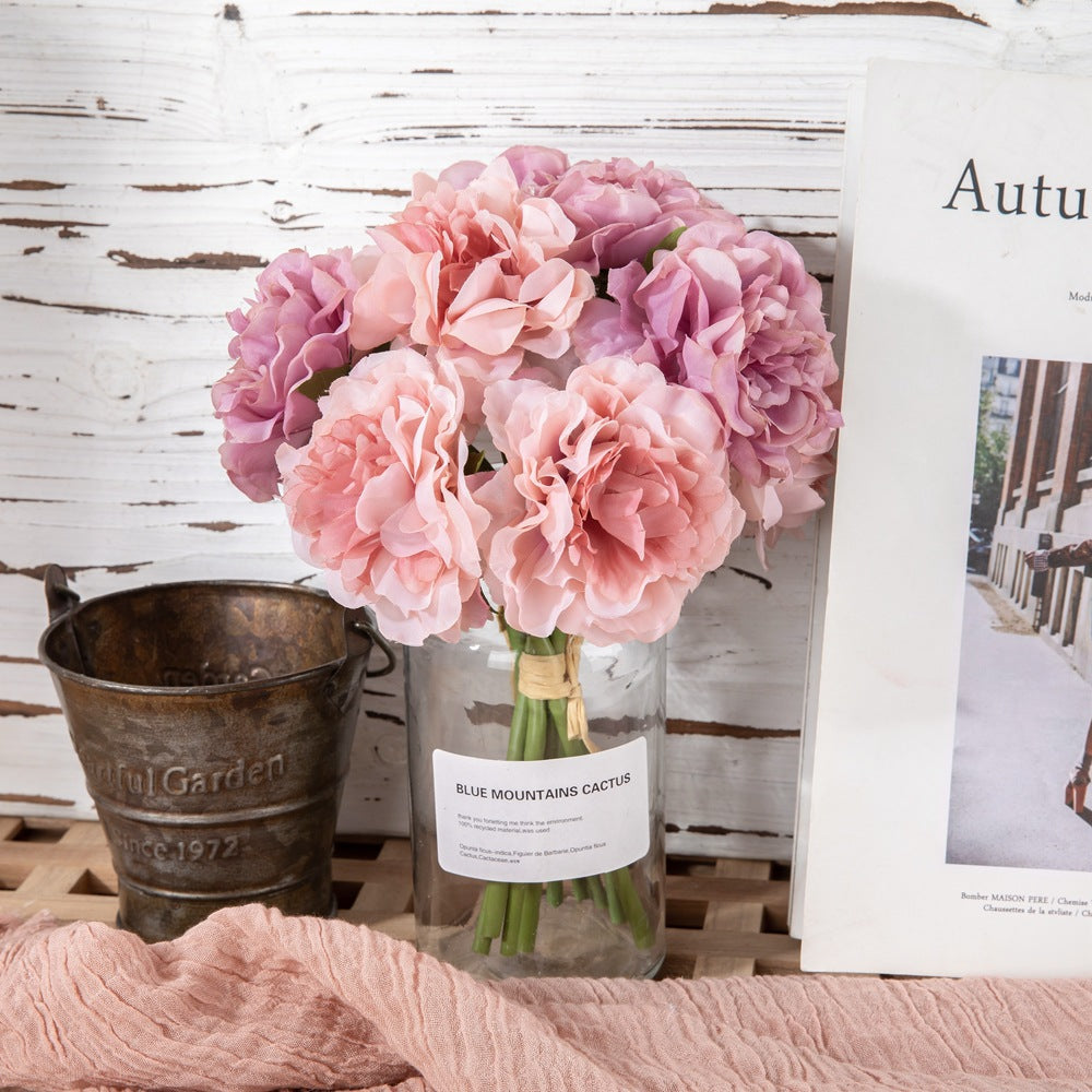 Artificial “Heavenly Fragrance” Hydrangea Peony Bouquet – Handmade Silk Flowers