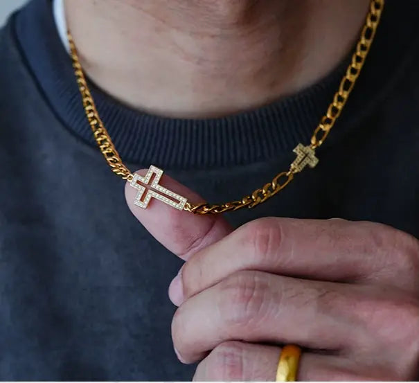 1sman Series – Original Double Cross Gold Pendant Necklace