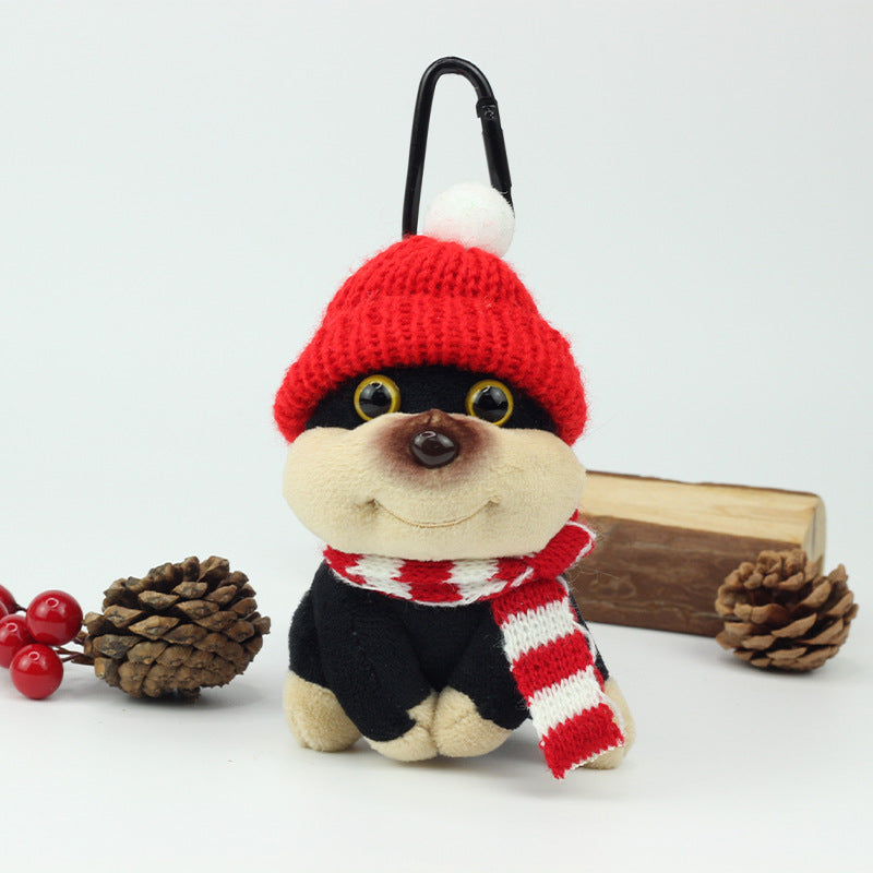 Christmas Bee Dog Plush Keychain – Cute Puppy Holiday Bag Charm