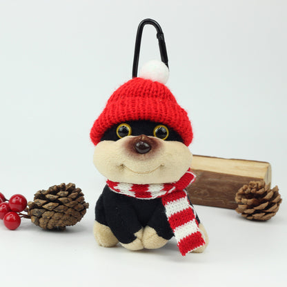 Christmas Bee Dog Plush Keychain – Cute Puppy Holiday Bag Charm