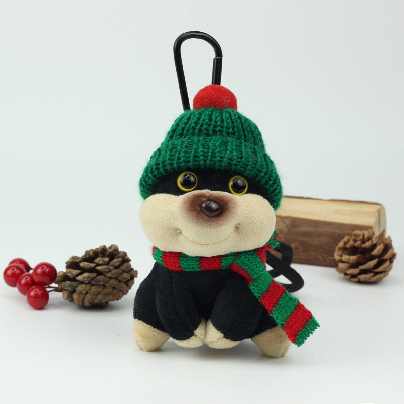 Christmas Bee Dog Plush Keychain – Cute Puppy Holiday Bag Charm