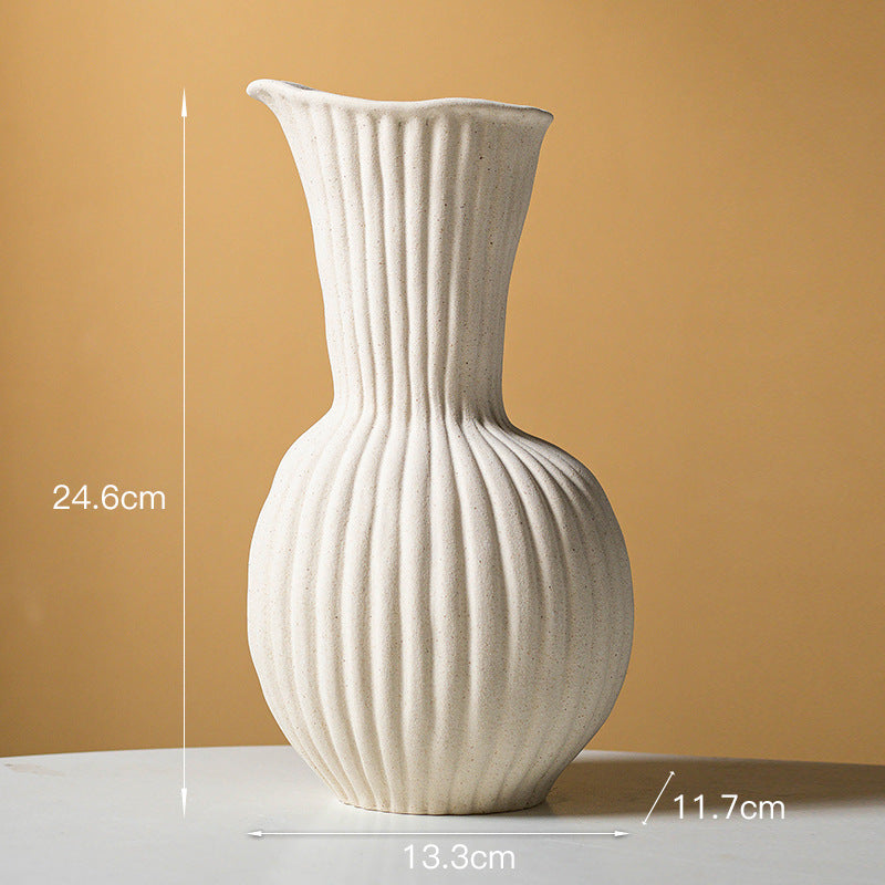 Minimalist Ceramic Vase – Seashell Texture Matte Glazed