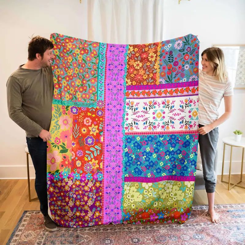 Double-Sided Printed Flannel Blanket – Cozy Floral Fleece Throw for Warmth & Home Décor