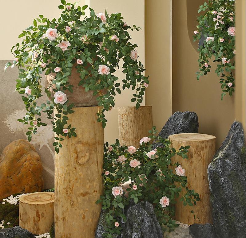 Artificial Climbing Rose Vine – Handmade Silk Flower Wall Hanging