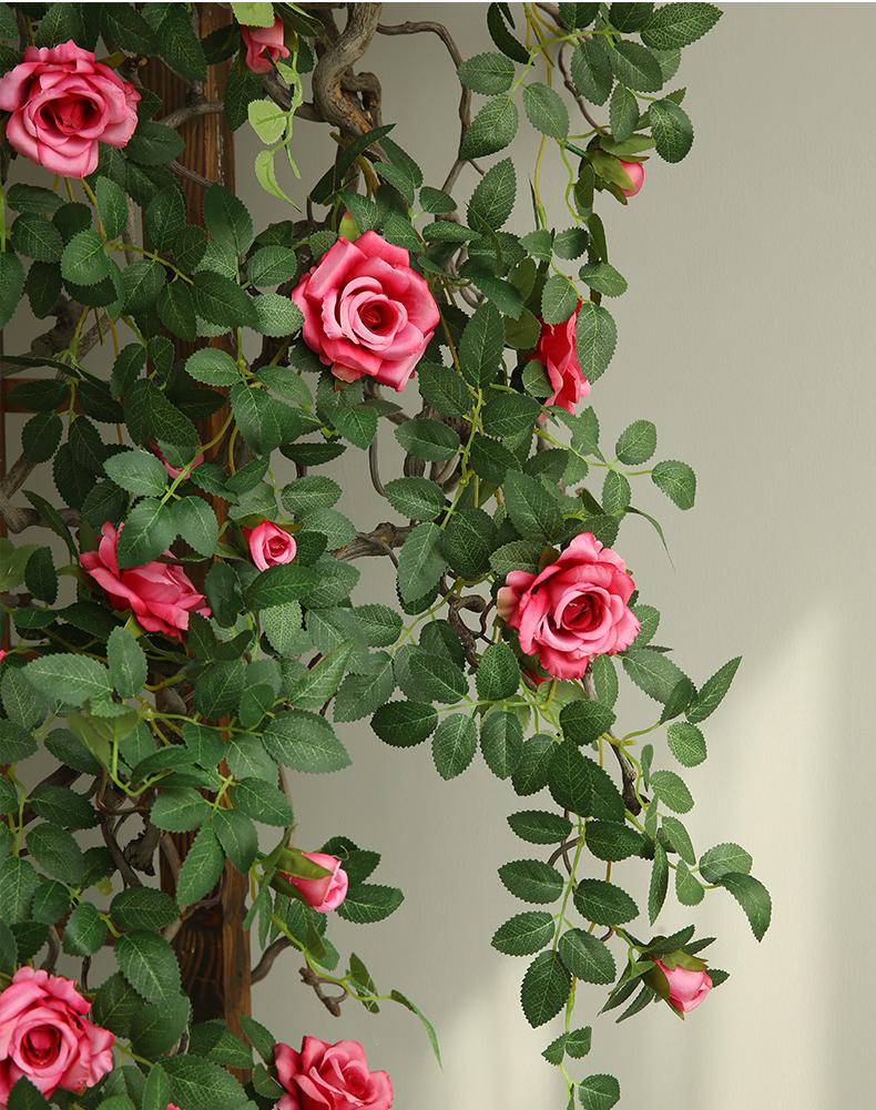 Artificial Climbing Rose Vine – Handmade Silk Flower Wall Hanging