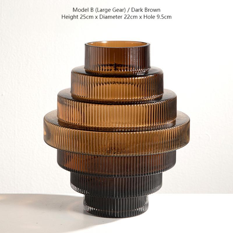 Geometric Amber Glass Vase – Modern Minimalist Design