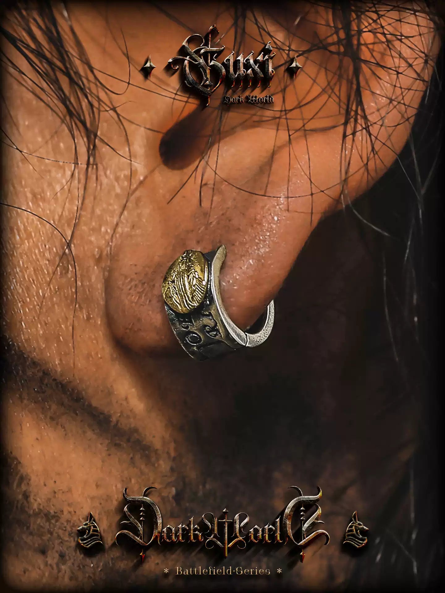 GUXI Series · Dustbound Vintage Silver Hoop Earring