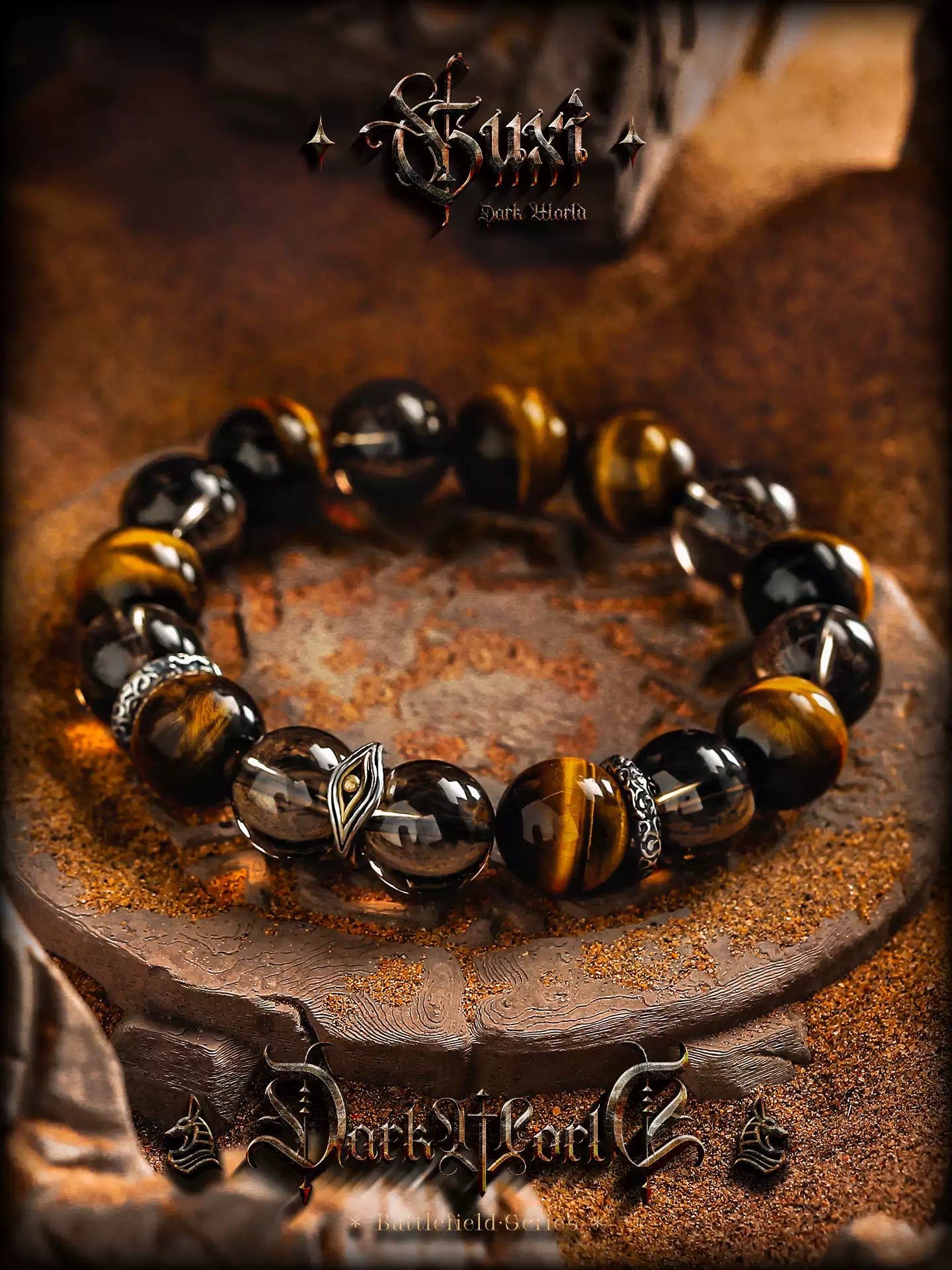 GUXI 【Eye of Insight】 Natural Lightning Tiger Eye Bracelet for Men