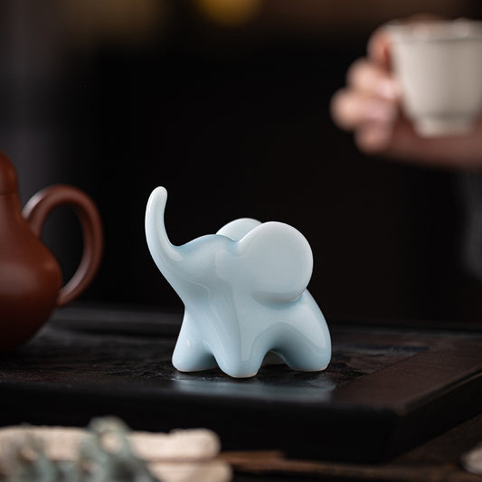 Mini Ceramic Elephant Figurine – Cute Animal Ornament for Home Décor