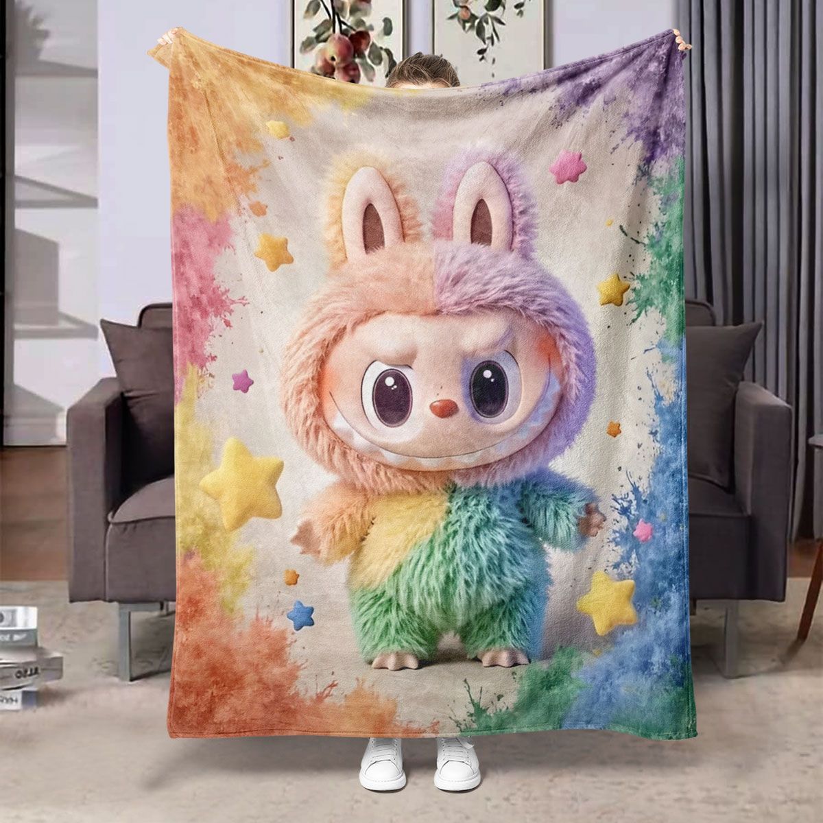 LabuBoo Flannel Blanket – All-Season Cartoon Tapestry Throw