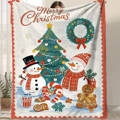 Christmas Flannel Blanket – Warm, Thickened Holiday Throw for Cozy Winter Décor