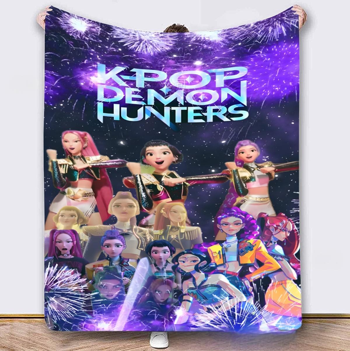 K-POP Demon Hunt Girl Group Flannel Blanket – Soft Anime Fleece Throw