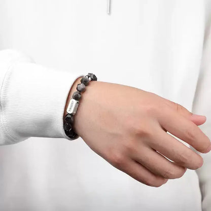 TIMORY Time Capsule Series Silver Sheen Obsidian Bracelet for Men