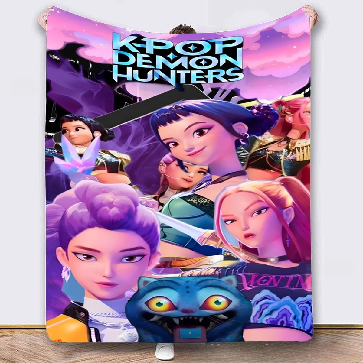 K-POP Demon Hunt Girl Group Flannel Blanket – Soft Anime Fleece Throw
