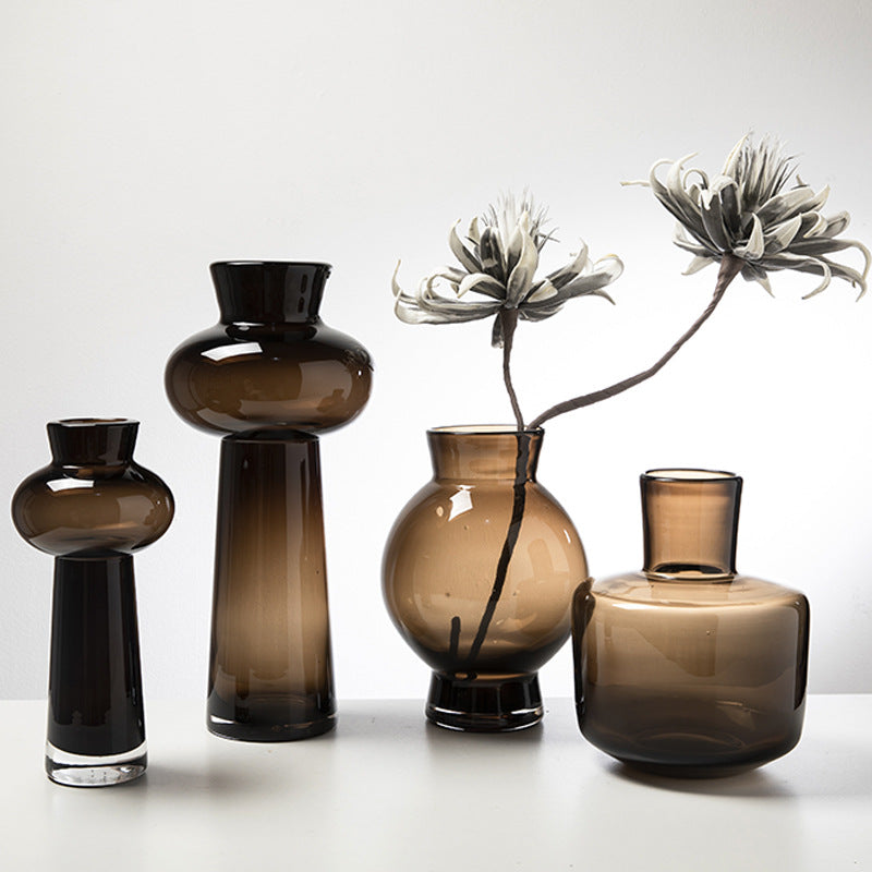 Heavy Brown Glass Vase – Italian Minimalist Art Design