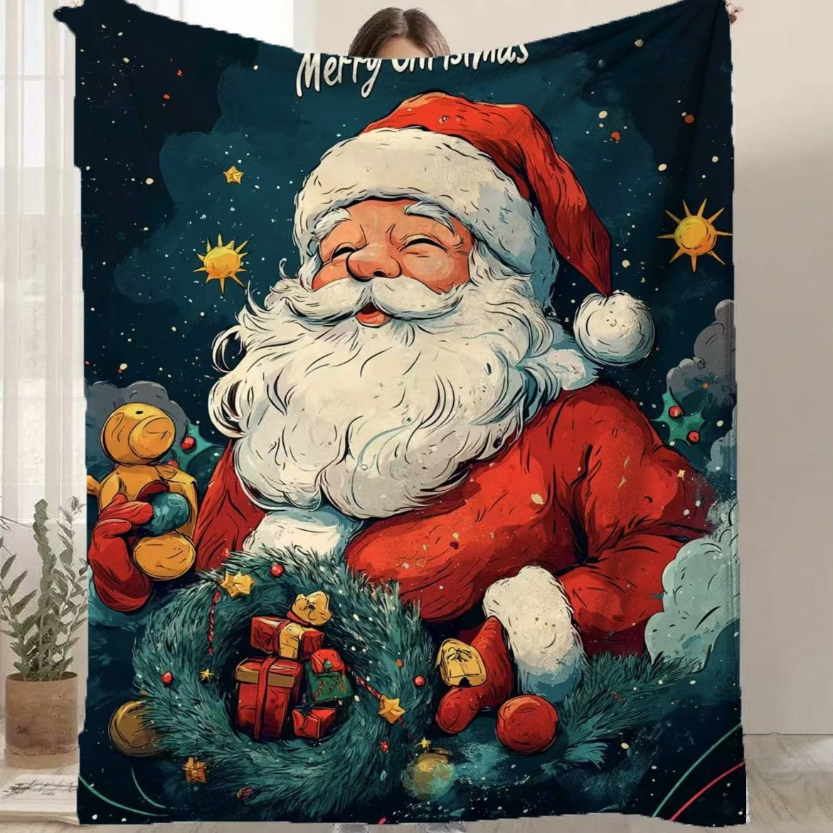 Christmas Flannel Blanket – Warm, Thickened Holiday Throw for Cozy Winter Décor