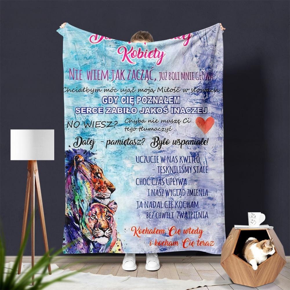 Flannel Printed Throw Blanket – “Letters of Love” Cozy Fleece Blanket