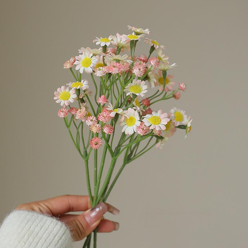 Artificial 3-Branch Baby’s Breath & Mini Daisy Bouquet – Handmade Silk Flowers