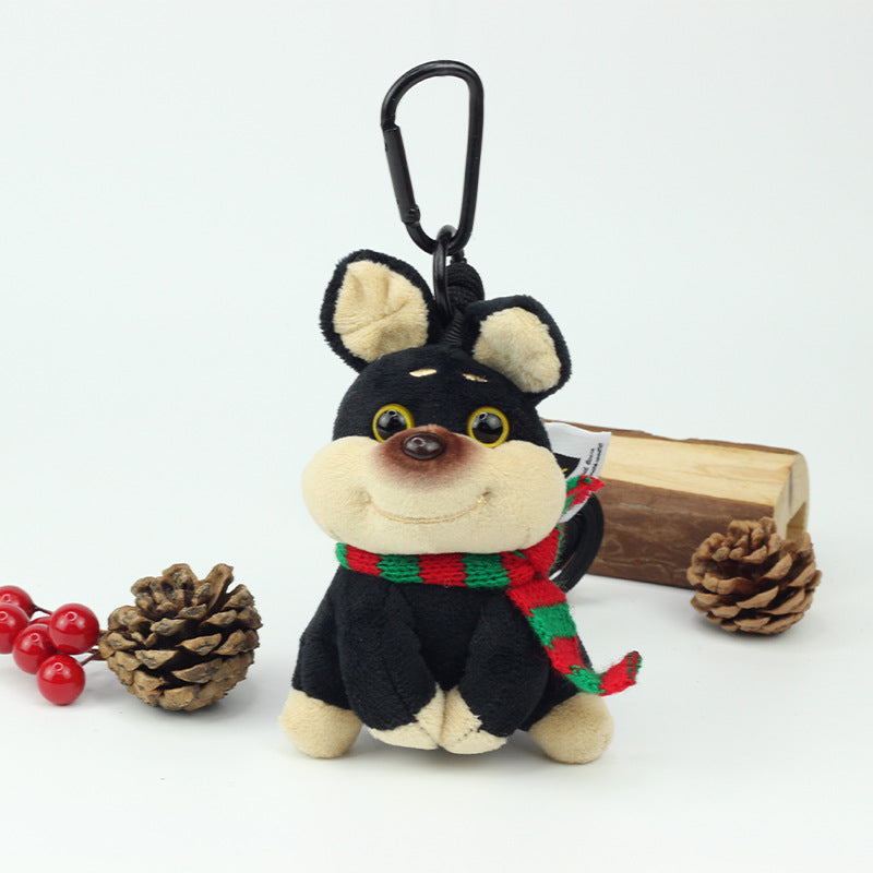 Christmas Bee Dog Plush Keychain – Cute Puppy Holiday Bag Charm
