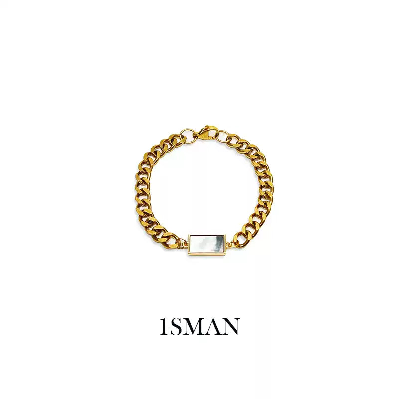 1sman Series – Original Rectangular Mother-of-Pearl Cuban Chain Bracelet
