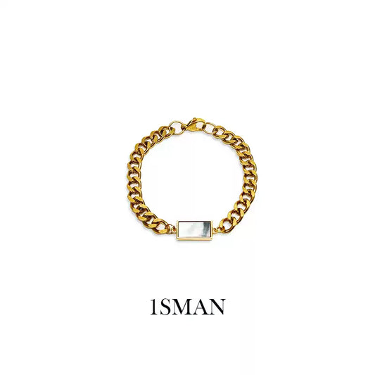 1sman Series – Original Rectangular Mother-of-Pearl Cuban Chain Bracelet