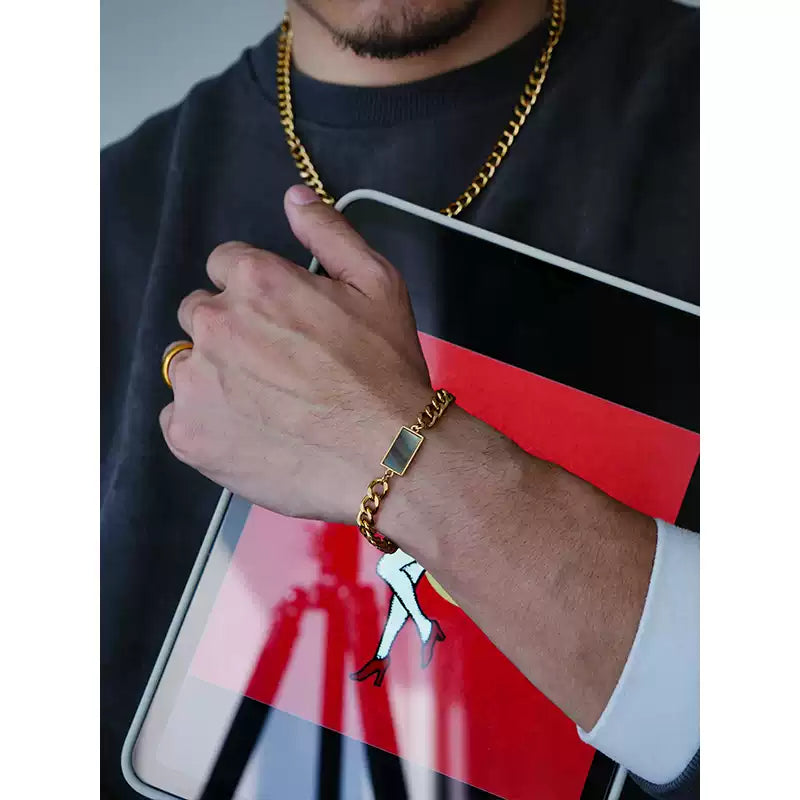 1sman Series – Original Rectangular Mother-of-Pearl Cuban Chain Bracelet