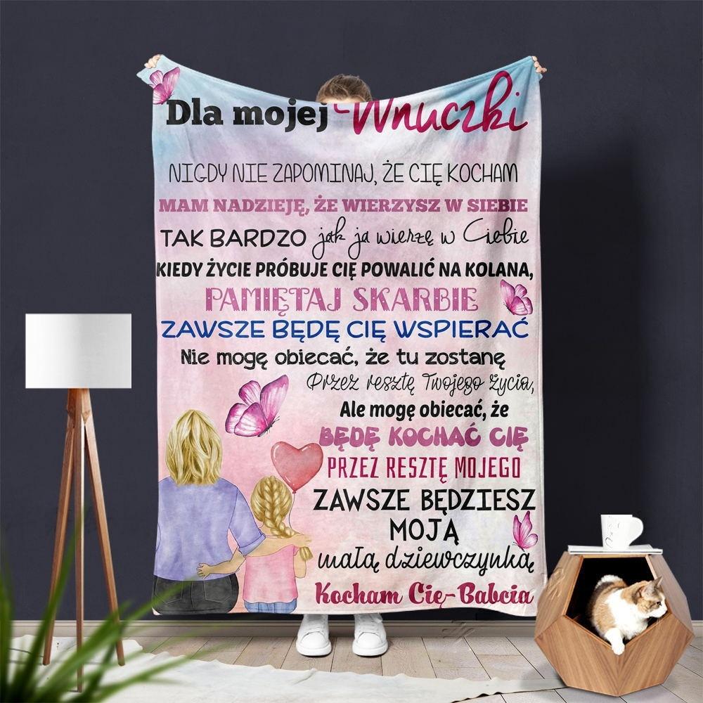 Flannel Printed Throw Blanket – “Letters of Love” Cozy Fleece Blanket