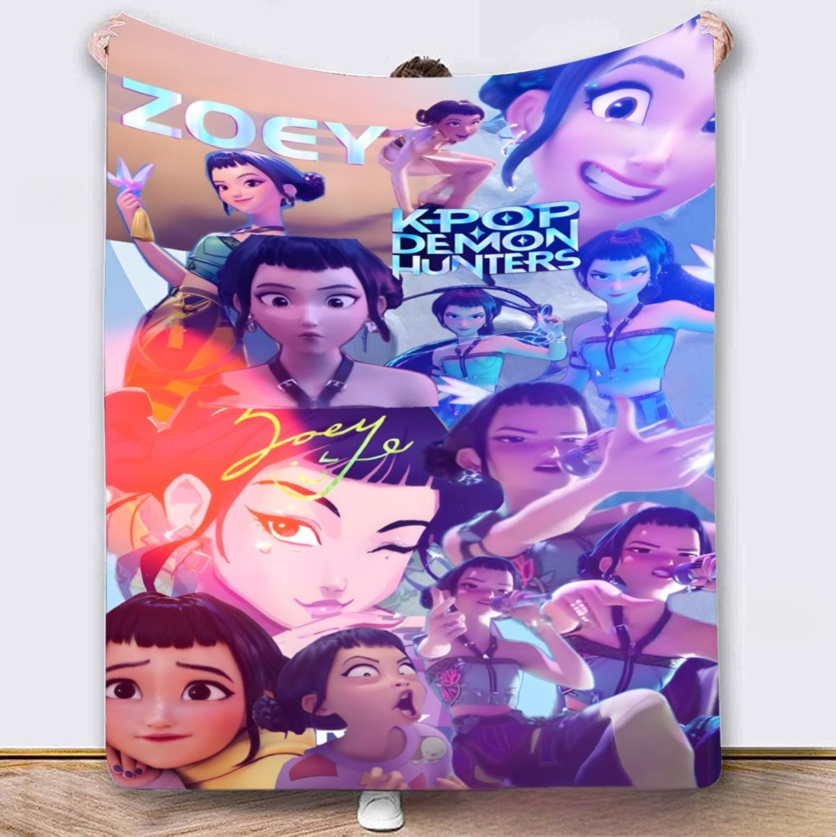 K-POP Demon Hunt Girl Group Flannel Blanket – Soft Anime Fleece Throw