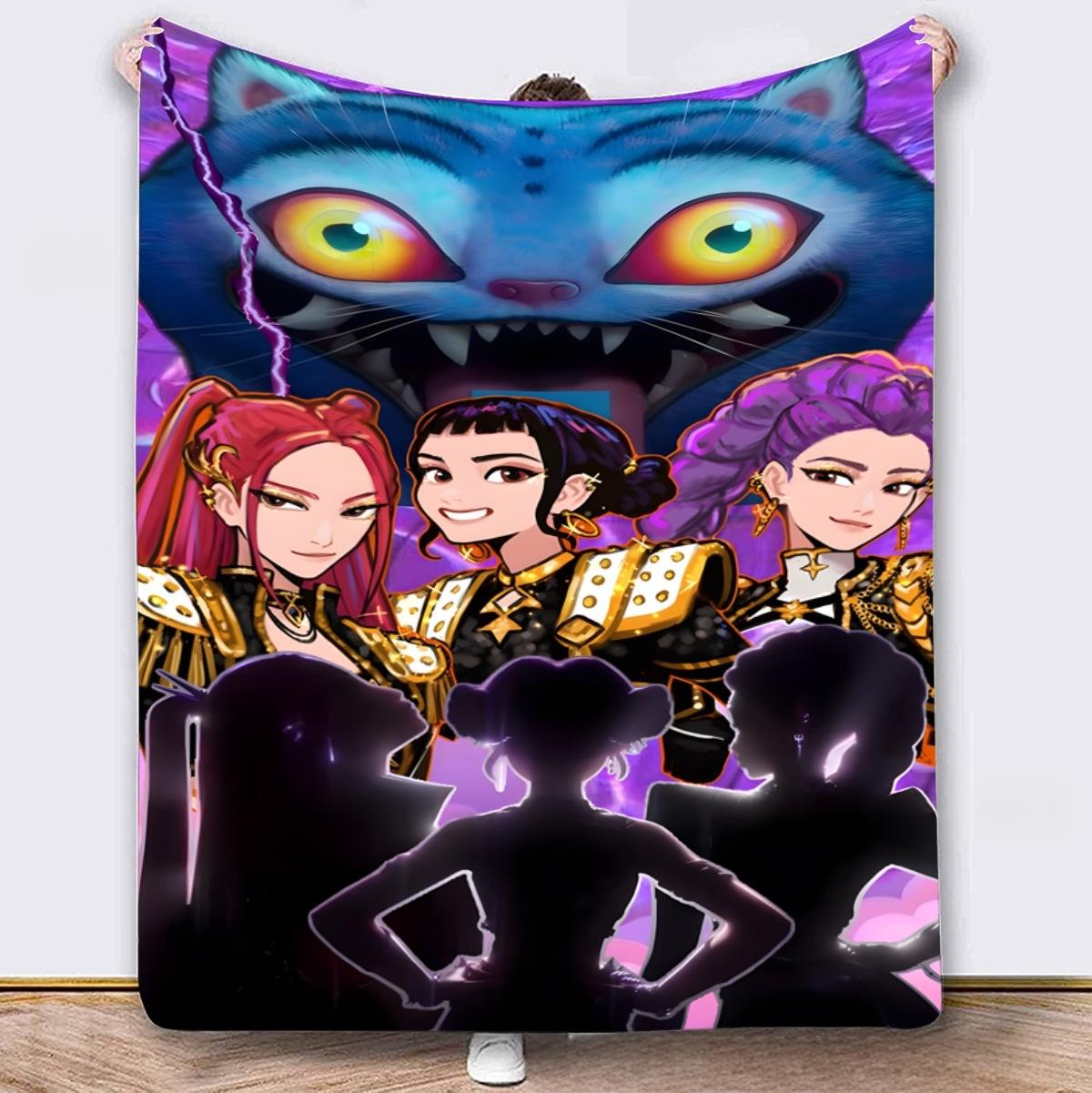 K-POP Demon Hunt Girl Group Flannel Blanket – Soft Anime Fleece Throw